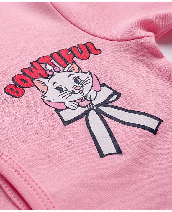 Babyhug Disney Interlock Knit Full Sleeves Front Open Jhabla with Marie Graphic Pack of 3 - Red Pink & White