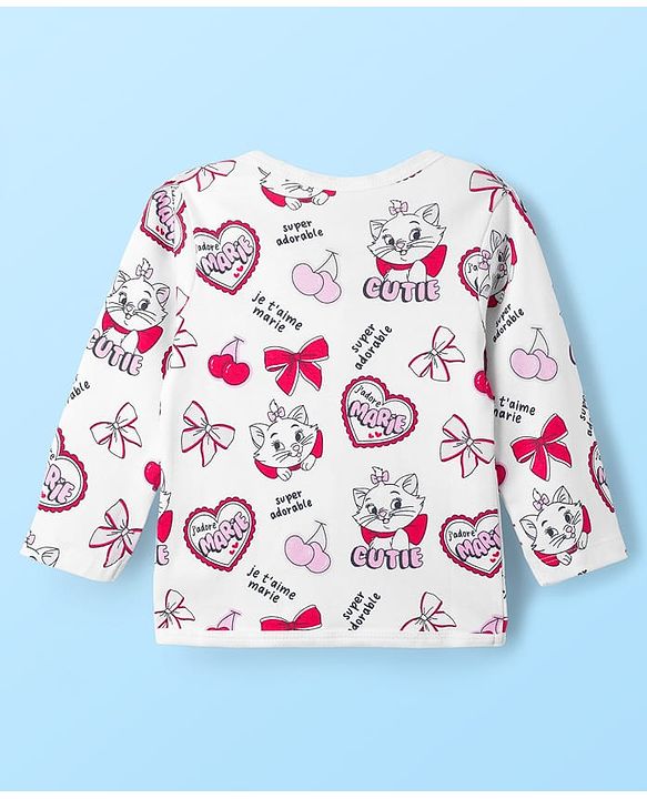 Babyhug Disney Interlock Knit Full Sleeves Front Open Jhabla with Marie Graphic Pack of 3 - Red Pink & White
