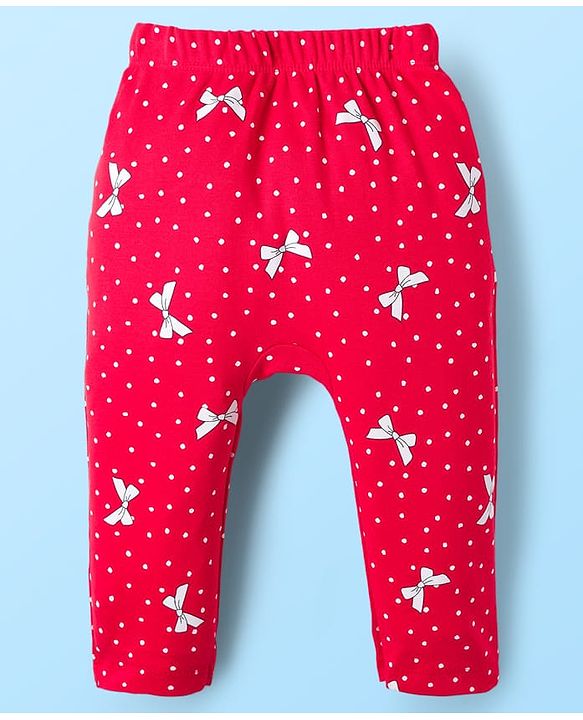 Babyhug Disney Interlock Knit Full Length Diaper Leggings with Marie Graphic Pack of 3 - Red Pink & White