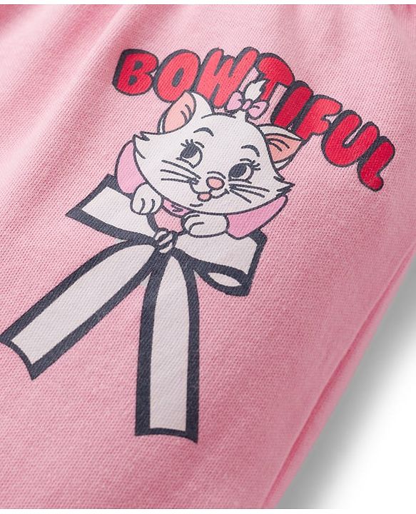 Babyhug Disney Interlock Knit Full Length Diaper Leggings with Marie Graphic Pack of 3 - Red Pink & White