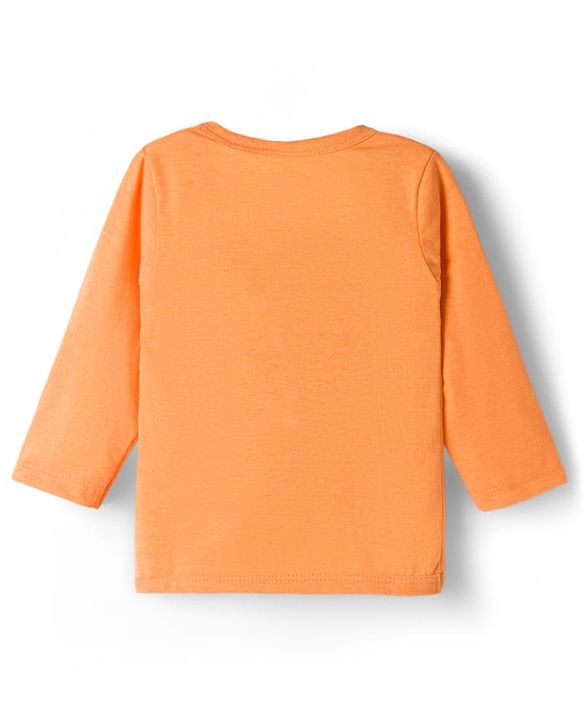 Babyhug Single Jersey Knit Full Sleeves T-Shirt & Lounge Pant Set with Giraffe Print - Orange