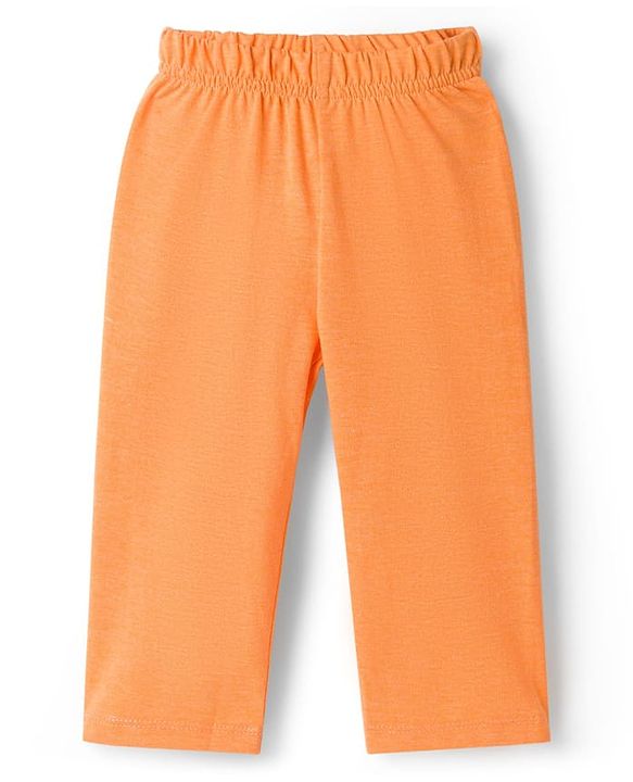 Babyhug Single Jersey Knit Full Sleeves T-Shirt & Lounge Pant Set with Giraffe Print - Orange