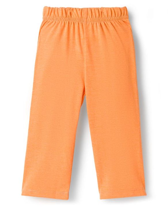Babyhug Single Jersey Knit Full Sleeves T-Shirt & Lounge Pant Set with Giraffe Print - Orange