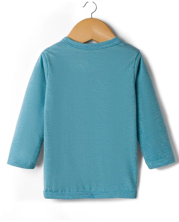 Babyhug Single Jersey Knit Full Sleeves T-Shirt & Pant Set With Bird Print - Teal Blue