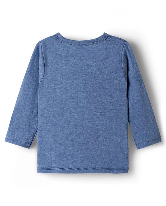 Babyhug Single Jersey Knit Full Sleeves T-Shirt & Lounge Pant Set with Bear Graphic - Blue