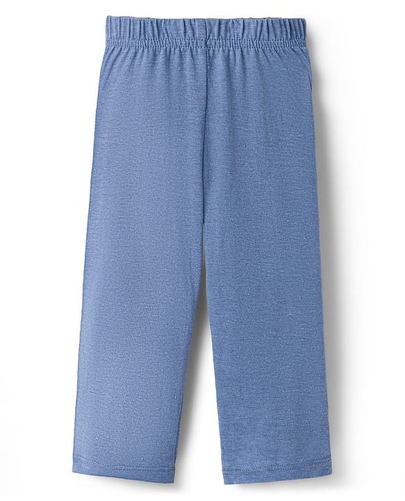 Babyhug Single Jersey Knit Full Sleeves T-Shirt & Lounge Pant Set with Bear Graphic - Blue