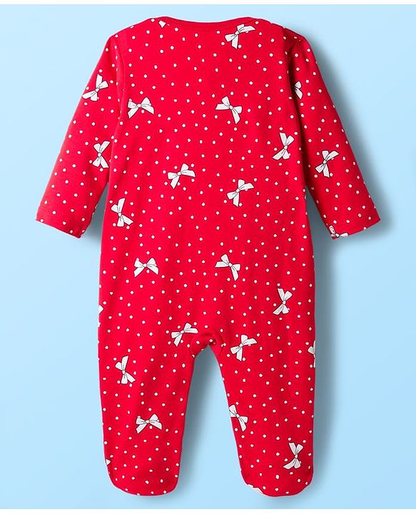 Babyhug Disney Interlock Knit Full Sleeves Footed Sleepsuit With Marie Graphics Pack Of 2 - Red & White
