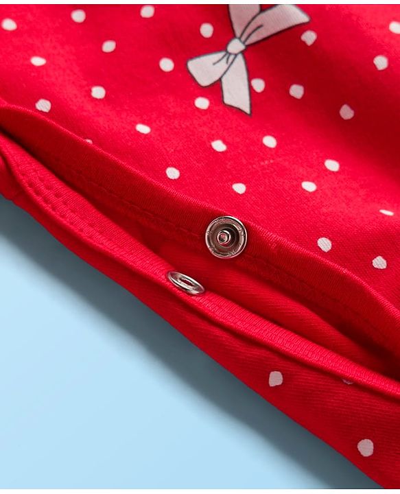 Babyhug Disney Interlock Knit Full Sleeves Footed Sleepsuit With Marie Graphics Pack Of 2 - Red & White