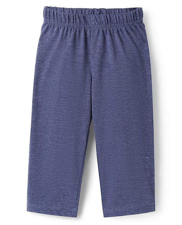 Babyhug Single Jersey Knit Full Sleeves T-Shirt & Lounge Pant Set with Giraffe Graphic - Navy Blue