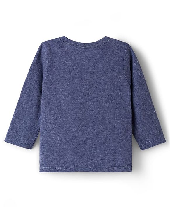 Babyhug Single Jersey Knit Full Sleeves T-Shirt & Lounge Pant Set with Giraffe Graphic - Navy Blue