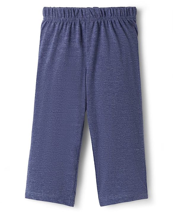 Babyhug Single Jersey Knit Full Sleeves T-Shirt & Lounge Pant Set with Giraffe Graphic - Navy Blue