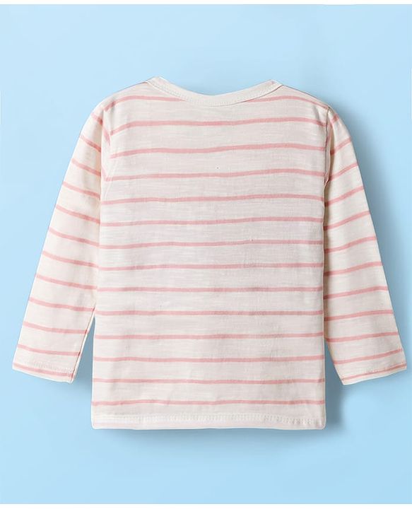 Babyhug Single Jersey Knit Full Sleeves Co-ords T-Shirt & Lounge Pant Set with Stripes - White