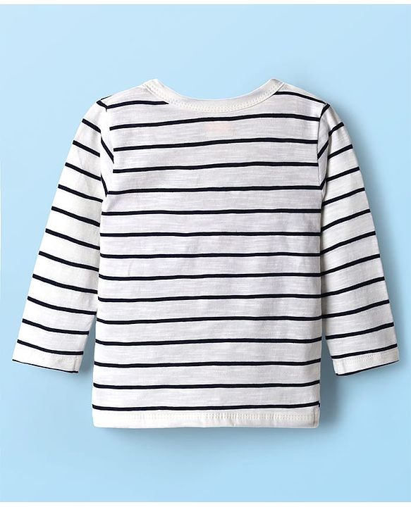 Babyhug Single Jersey Knit Full Sleeves Co-ords T-Shirt & Lounge Pant Set with Stripes - White