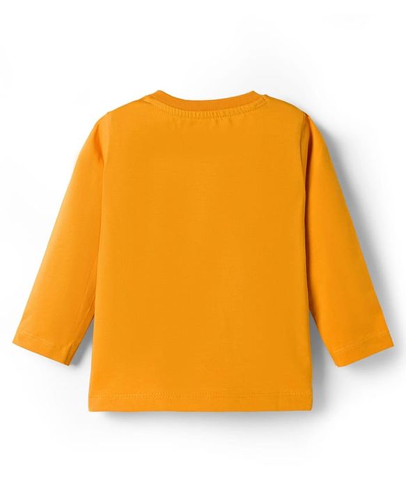 Babyhug Single Jersey Knit Full Sleeves T-Shirt & Pant Set With Basketball Print - Mustard & Navy Blue