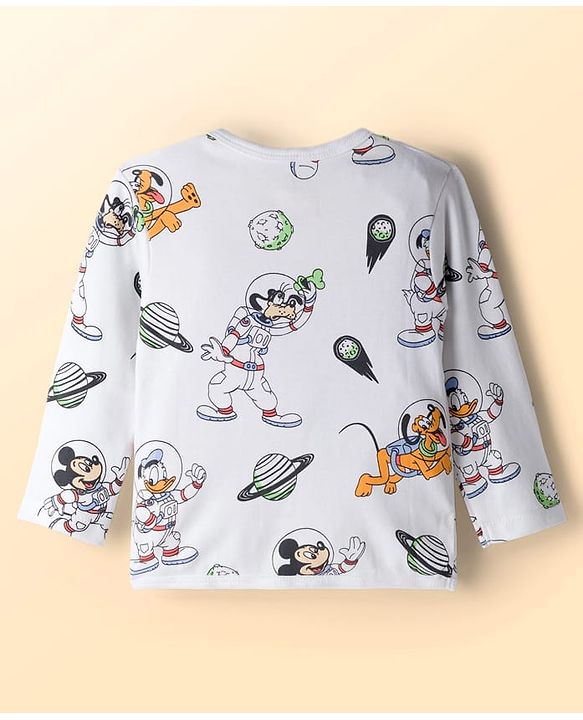 Babyhug Disney Interlock Knit Full Sleeves Jhablas with Mickey Mouse Graphics Pack of 3 - White Orange & Blue