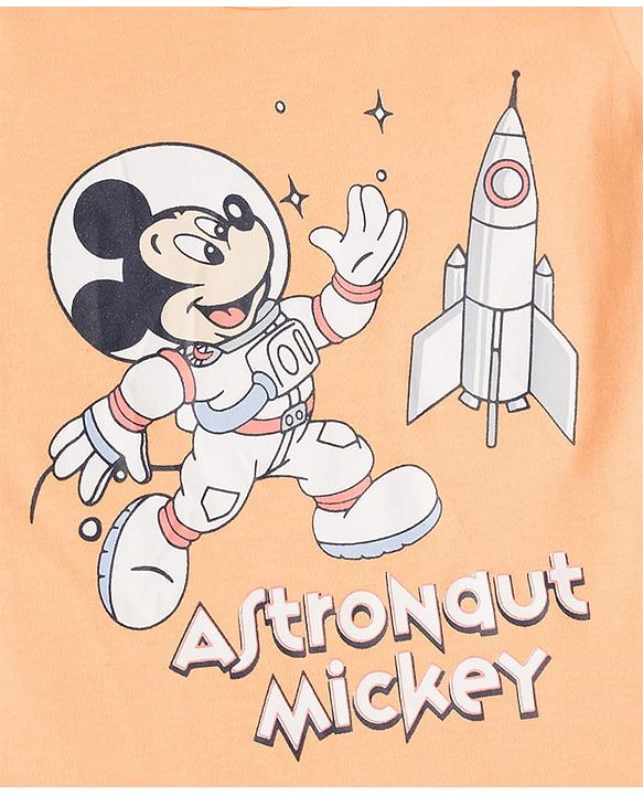 Babyhug Disney Interlock Knit Full Sleeves Onesie with Mickey Mouse Graphic Pack of 3 - Peach White & Light Blue