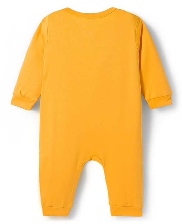 Babyhug Disney Interlock Knit Full Sleeves Front Open Rompers with Mickey Mouse Graphic Pack of 3 - Yellow Red & Blue