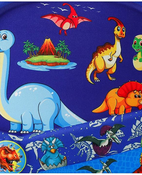 Babyhug Dinosaur Kids Insulated Lunch Box Bag with Adjustable Shoulder Strap & Handle - Blue| Thermal Lunch Carry Bag with Zip Closure for Boys & Girls
