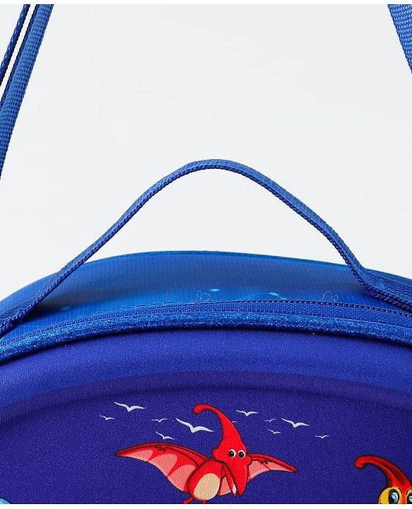 Babyhug Dinosaur Kids Insulated Lunch Box Bag with Adjustable Shoulder Strap & Handle - Blue| Thermal Lunch Carry Bag with Zip Closure for Boys & Girls