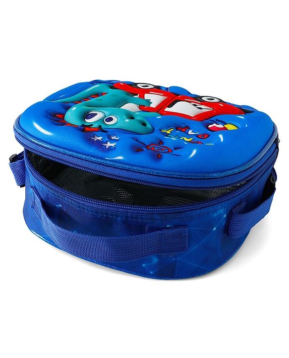 Babyhug Dinosaur Kids Insulated Lunch Box Bag with Adjustable Shoulder Strap & Handle - Blue| Thermal Lunch Carry Bag with Zip Closure for Boys & Girls