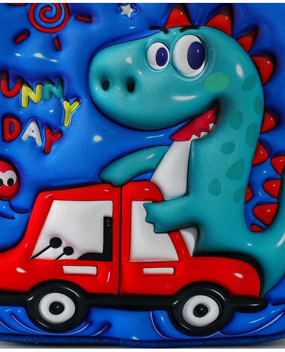 Babyhug Dinosaur Kids Insulated Lunch Box Bag with Adjustable Shoulder Strap & Handle - Blue| Thermal Lunch Carry Bag with Zip Closure for Boys & Girls