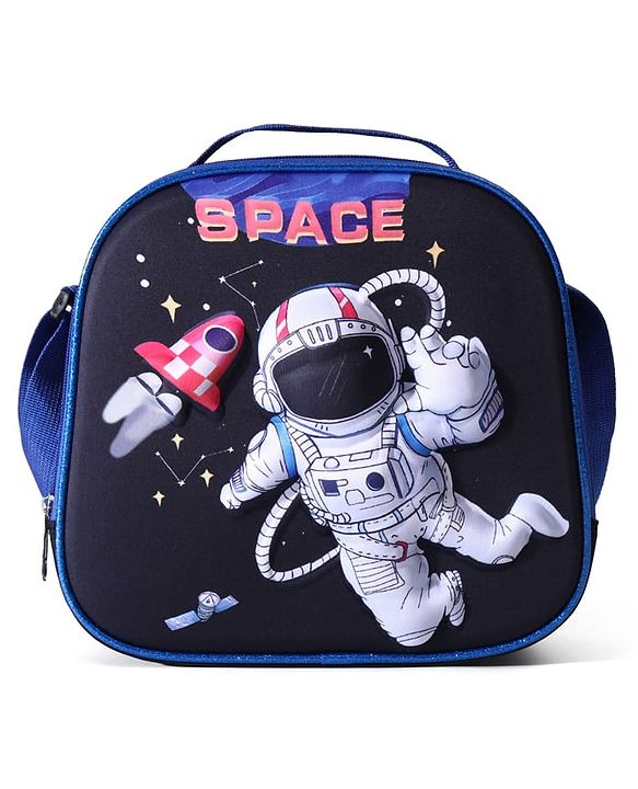 Babyhug Dinosaur Kids Insulated Lunch Box Bag with Adjustable Shoulder Strap & Handle - Blue| Thermal Lunch Carry Bag with Zip Closure for Boys & Girls