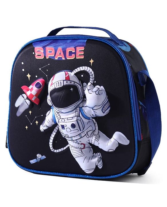 Babyhug Dinosaur Kids Insulated Lunch Box Bag with Adjustable Shoulder Strap & Handle - Blue| Thermal Lunch Carry Bag with Zip Closure for Boys & Girls