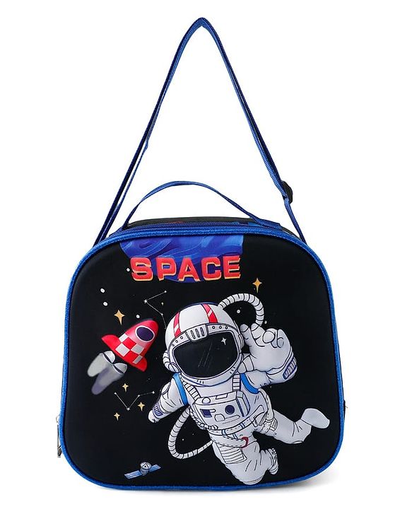 Babyhug Dinosaur Kids Insulated Lunch Box Bag with Adjustable Shoulder Strap & Handle - Blue| Thermal Lunch Carry Bag with Zip Closure for Boys & Girls