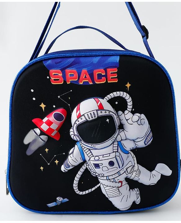 Babyhug Dinosaur Kids Insulated Lunch Box Bag with Adjustable Shoulder Strap & Handle - Blue| Thermal Lunch Carry Bag with Zip Closure for Boys & Girls