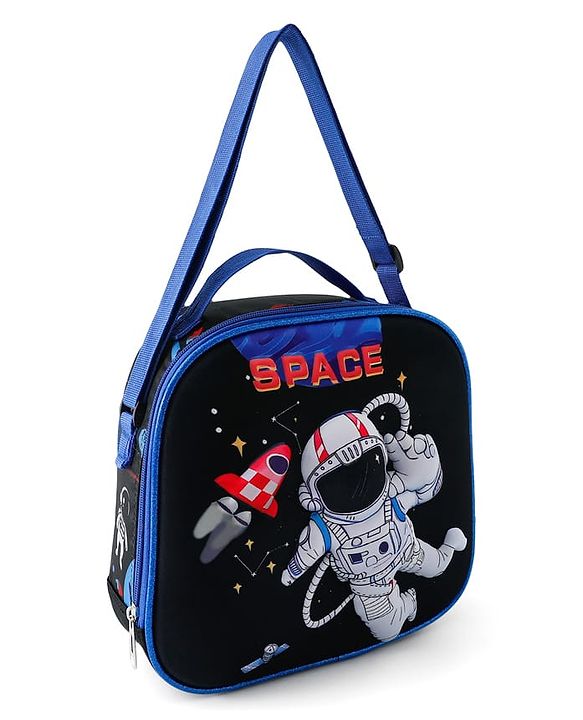 Babyhug Dinosaur Kids Insulated Lunch Box Bag with Adjustable Shoulder Strap & Handle - Blue| Thermal Lunch Carry Bag with Zip Closure for Boys & Girls