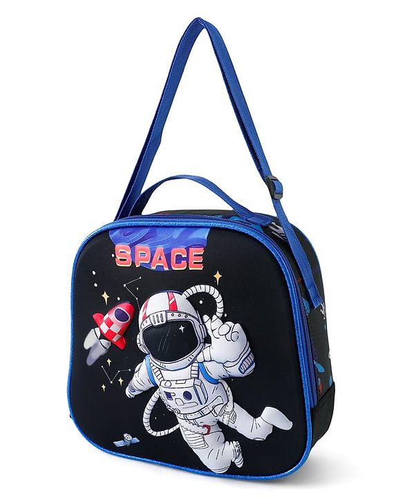 Babyhug Dinosaur Kids Insulated Lunch Box Bag with Adjustable Shoulder Strap & Handle - Blue| Thermal Lunch Carry Bag with Zip Closure for Boys & Girls