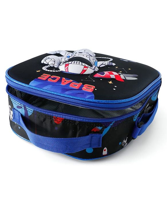 Babyhug Dinosaur Kids Insulated Lunch Box Bag with Adjustable Shoulder Strap & Handle - Blue| Thermal Lunch Carry Bag with Zip Closure for Boys & Girls