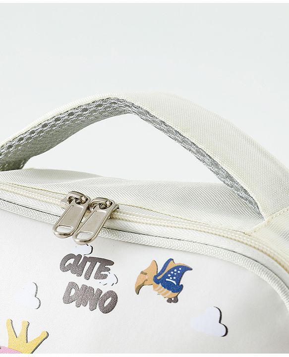 Babyhug Dino Water Resistant Lunch Bag -  Beige| Compact & Lightweight Lunch Carry Bag for Kids & Parents