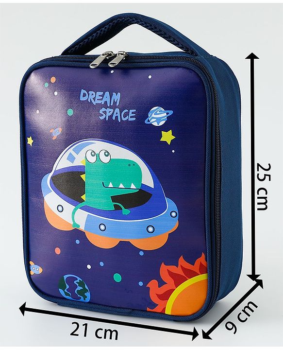 Babyhug Dino Water Resistant Lunch Bag -  Beige| Compact & Lightweight Lunch Carry Bag for Kids & Parents