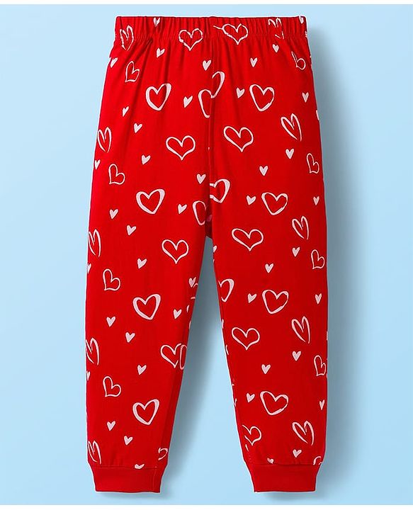 Babyhug Disney Single Jersey Knit Full Sleeves Pyjama Set with Minnie Mouse Graphic - White & Red