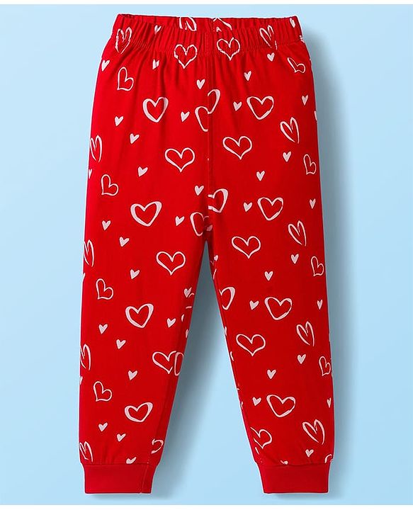 Babyhug Disney Single Jersey Knit Full Sleeves Pyjama Set with Minnie Mouse Graphic - White & Red