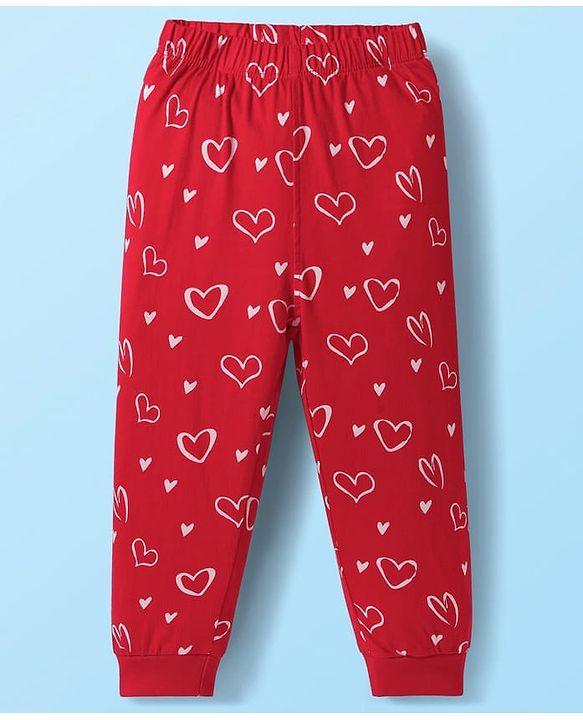 Babyhug Disney Single Jersey Knit Full Sleeves Pyjama Set with Minnie Mouse Graphic - White & Red