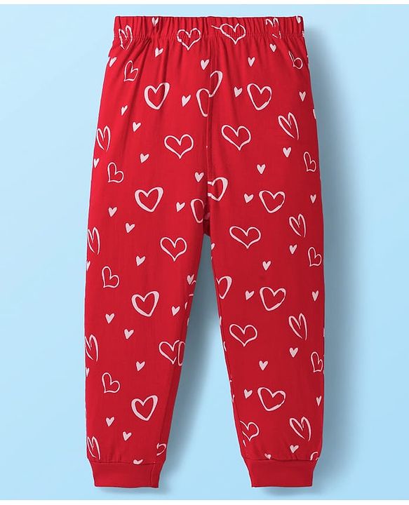 Babyhug Disney Single Jersey Knit Full Sleeves Pyjama Set with Minnie Mouse Graphic - White & Red
