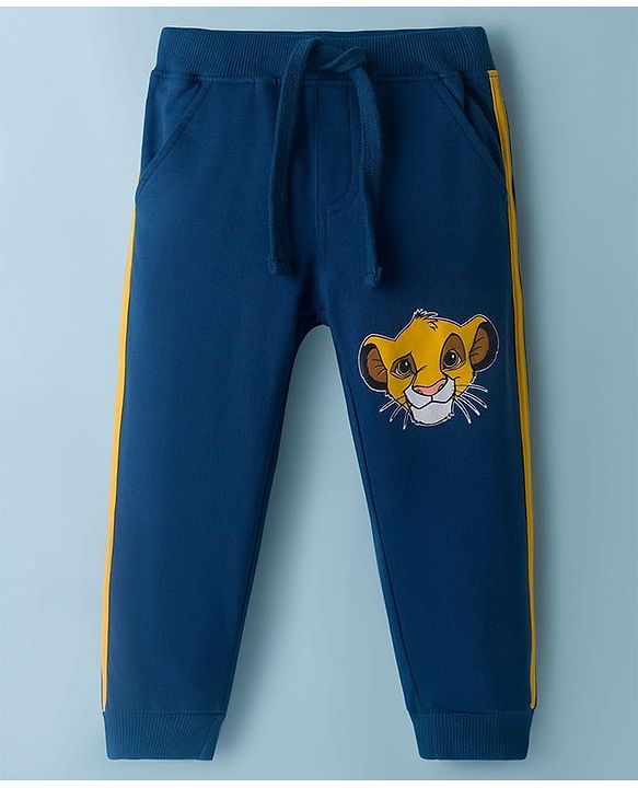Babyhug Disney Single Jersey Knit Full Sleeves T-Shirt & Lounge Pant Set with Lion King Graphic - Navy Blue & White