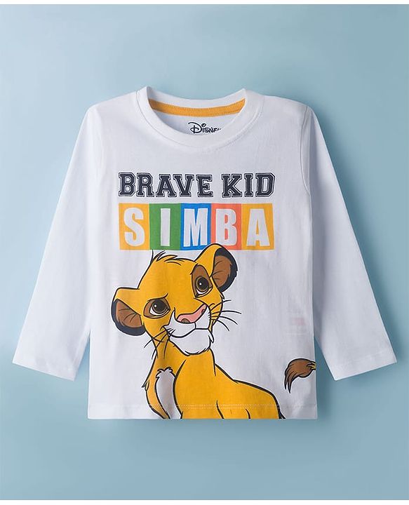 Babyhug Disney Single Jersey Knit Full Sleeves T-Shirt & Lounge Pant Set with Lion King Graphic - Navy Blue & White