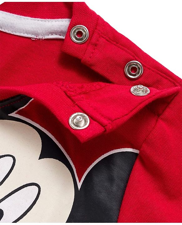 Babyhug Disney Single Jersey Knit Full Sleeves T-Shirt & Lounge Pant Set with Mickey & Friends Graphic - Navy Blue & Red