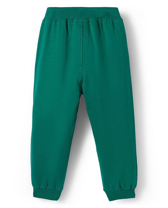 Babyhug Disney Single Jersey Knit Full Sleeves Cut & Sew T-Shirt & Lounge Pant Set with Mickey Mouse Graphic - Green
