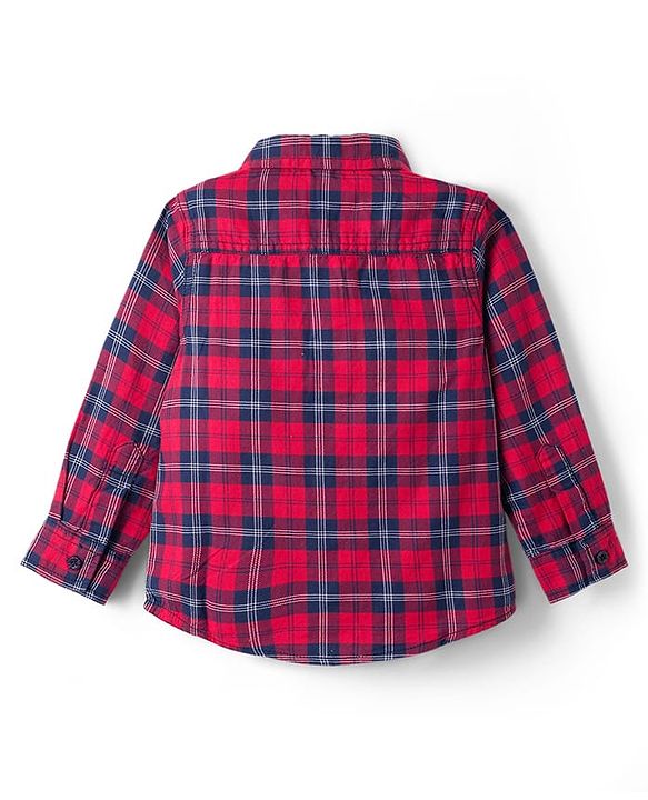 Babyhug 100% Cotton Knit Full Sleeves Checkered Shirt & Jeans Set with Bow & Suspender - Multicolor