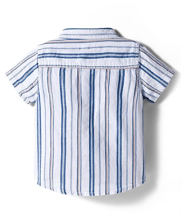 Babyhug Cotton Knit Half Sleeves Striped Shirt & Shorts Set - Blue