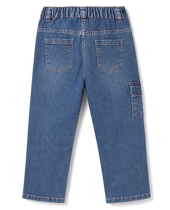 Pine Kids Cotton Woven Full Length Washed Jeans With Pockets  - Blue