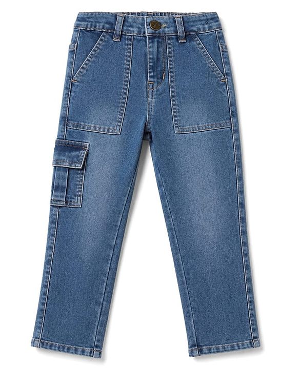 Pine Kids Cotton Woven Full Length Washed Jeans With Pockets  - Blue