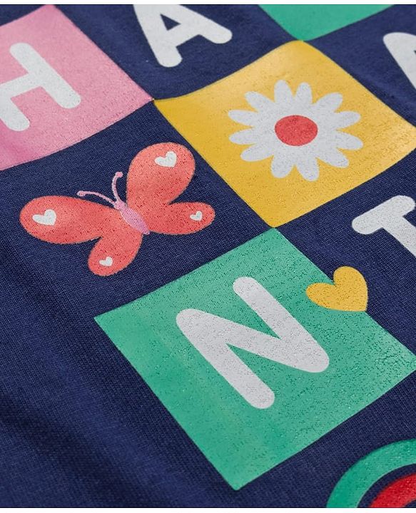 Babyhug 100% Cotton Knit Half Sleeves T-Shirts with Floral & Have A Nice Day Text Print Pack of 3 - Navy Blue Red & White