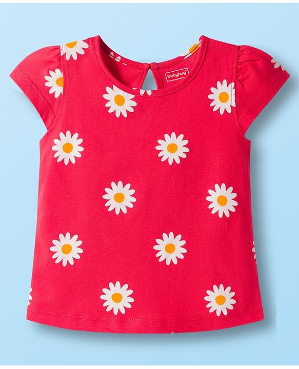 Babyhug 100% Cotton Knit Half Sleeves T-Shirts with Floral & Have A Nice Day Text Print Pack of 3 - Navy Blue Red & White