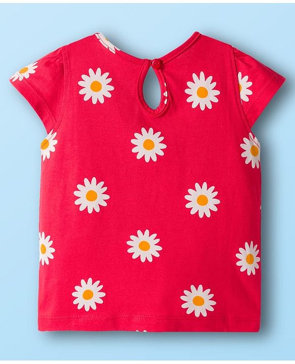 Babyhug 100% Cotton Knit Half Sleeves T-Shirts with Floral & Have A Nice Day Text Print Pack of 3 - Navy Blue Red & White