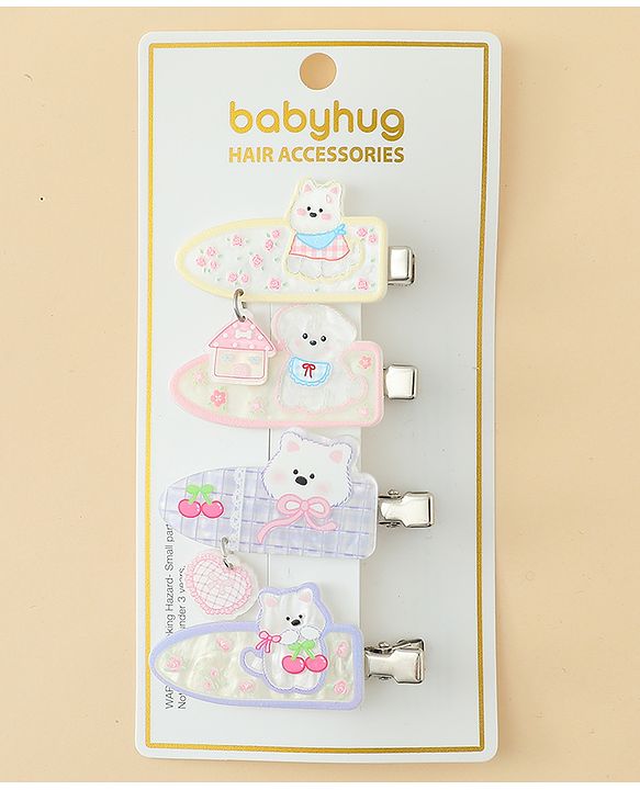 Babyhug Hair Alligator Clips Pack of 4 Free Size - Multicolor